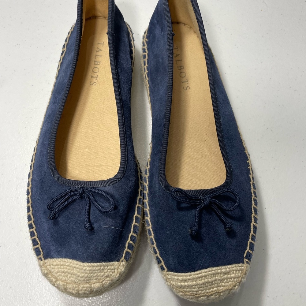 Talbots Blue Espadrille Flats with Bow Detail Size 7 SB-95